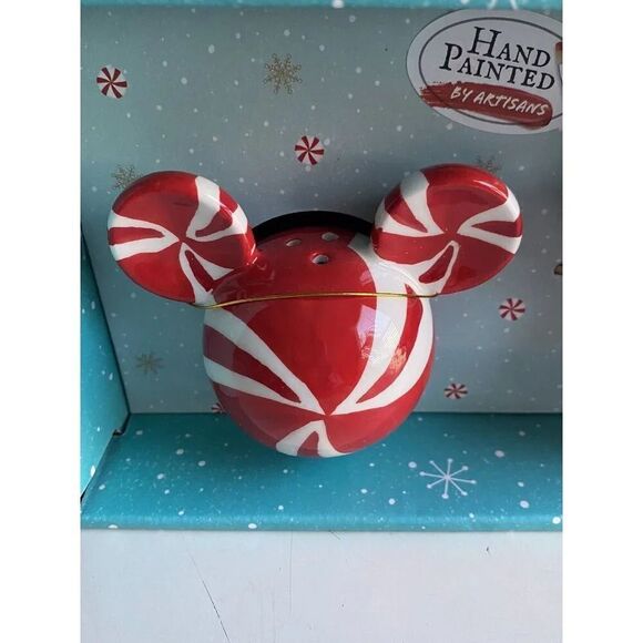 Disney Mickey And Minnie Mouse Christmas Peppermint Salt Pepper Shakers NEW - Picture 2 of 12
